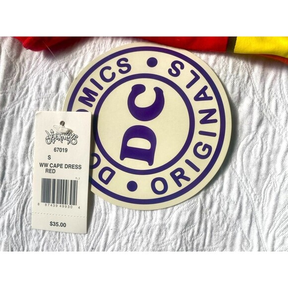 DC Comics Wonder Woman Sleeveless Dress w/ Removable Cape Halloween -Sz Small - Picture 2 of 15